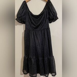 Chic Black Polka Dot Midi Dress